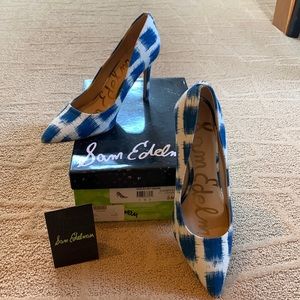 Sam Edelman Hazel Blue/White Gingham Heels